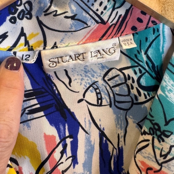 Vintage Stuart Lang Beach Button Down SOFT Flaw Hawaiian Style 12 Miami - Picture 3 of 7